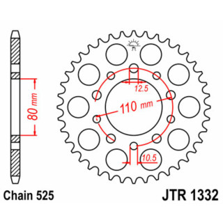 Couronne jt sprockets acier standard 1332 - 525 - 43 dents