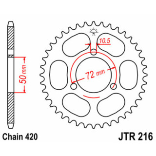 Couronne jt sprockets acier standard 216 - 420 - 45 dents