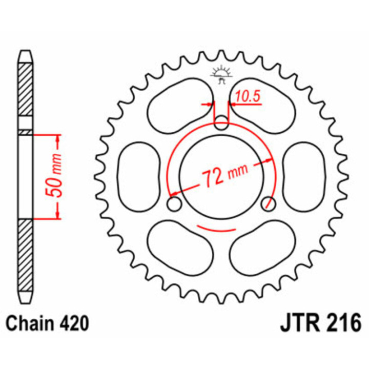 Couronne jt sprockets acier standard 216 - 420 - 45 dents