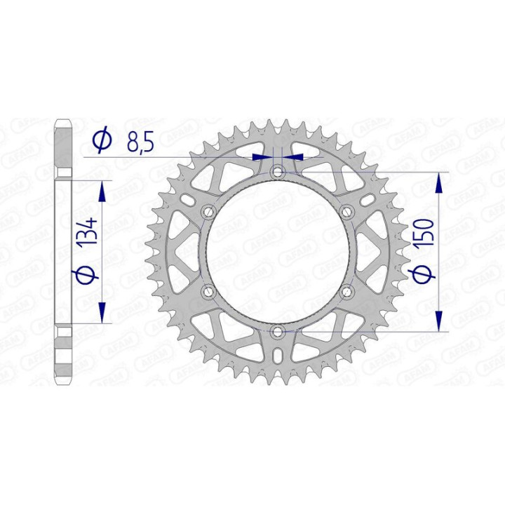 Couronne AFAM alu ultra-light anti-boue 17206520 - 52 dents