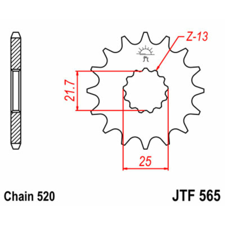 Pignon jt sprockets acier standard 565 - 520 - 15 dents