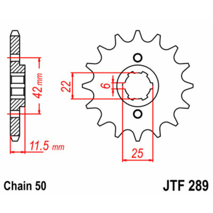 Pignon jt sprockets acier standard 289 - 530 - 15 dents