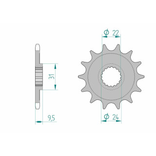Pignon AFAM acier anti-boue 22406 - 520 - 14 dents | Oxmoto