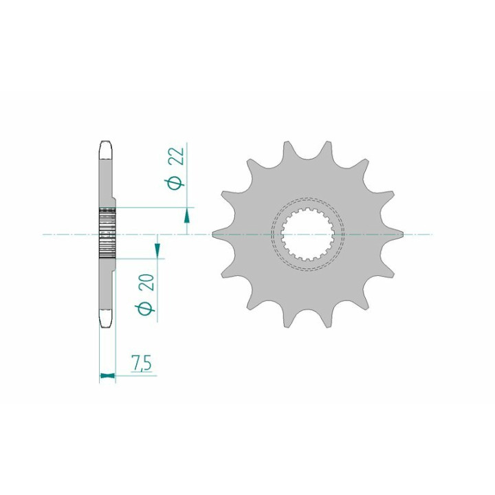 Pignon AFAM acier anti-boue 20210 - 520 - 14 dents | Oxmoto