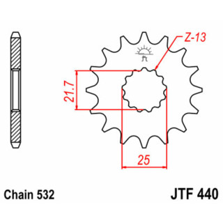 Pignon jt sprockets acier standard 440 - 532 - 15 dents