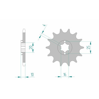 Pignon AFAM acier standard 64200 - 520 - 12 dents | Oxmoto