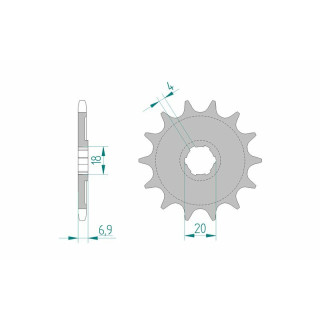 Pignon AFAM acier standard 20204 - 520 - 13 dents | Oxmoto