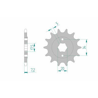Pignon AFAM acier standard 20305 - 520 - 15 dents | Oxmoto