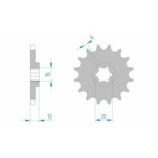 Pignon AFAM acier standard 94117 - 428 - 16 dents | Oxmoto