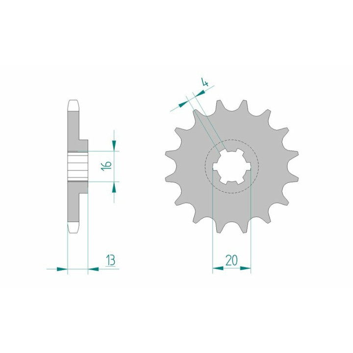 Pignon AFAM acier standard 94117 - 428 - 16 dents | Oxmoto