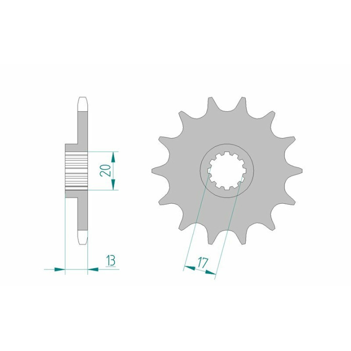 Pignon AFAM acier standard 94215 - 520 - 13 dents | Oxmoto