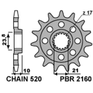 Pignon PBR acier standard 2260 - 520 - 13 dents | Oxmoto
