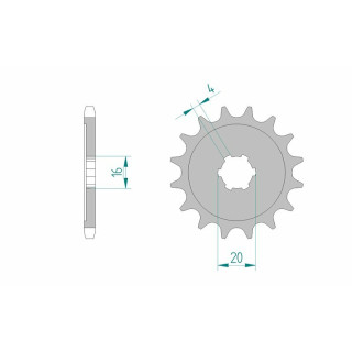 Pignon AFAM acier standard 24100 - 428 - 13 dents | Oxmoto