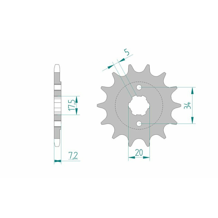 Pignon AFAM acier standard 20305 - 520 - 13 dents | Oxmoto