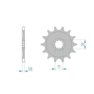 Pignon AFAM acier standard 24304 - 520 - 13 dents | Oxmoto