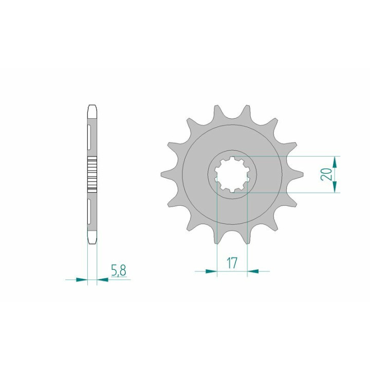 Pignon AFAM acier standard 24304 - 520 - 14 dents | Oxmoto
