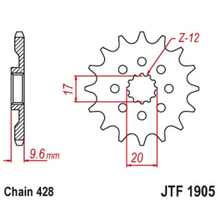 Pignon jt sprockets acier standard 1905 - 428 - 13 dents