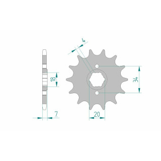 Pignon AFAM acier standard 20203 - 520 - 13 dents | Oxmoto