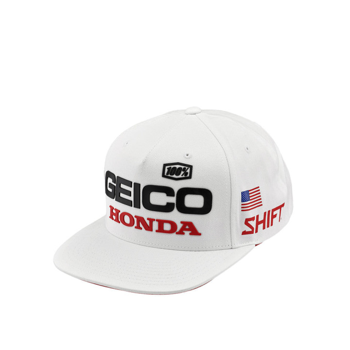 Casquette 100% podium geico/honda blanc | Oxmoto