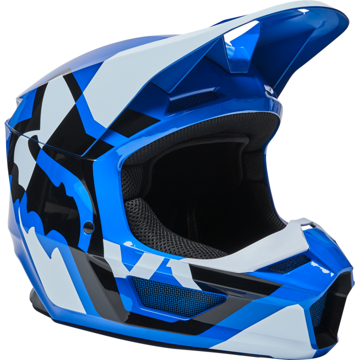 Casque FOX v1 lux bleu 2022 | Oxmoto