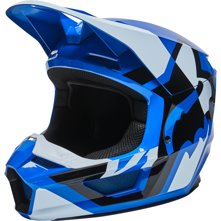 Casque FOX v1 lux bleu 2022 | Oxmoto