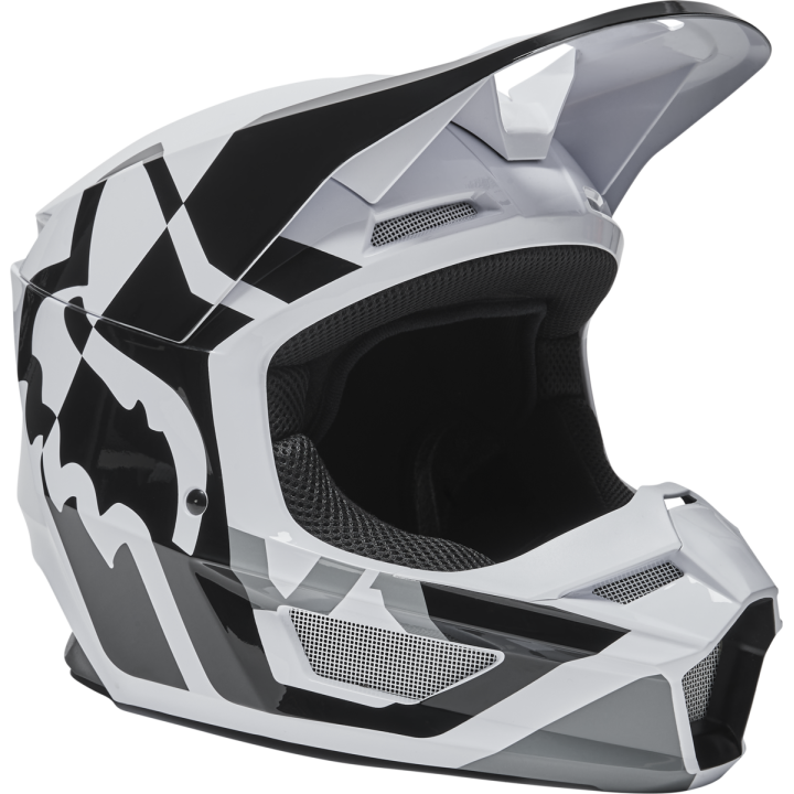Casque FOX v1 lux noir/blanc 2022 | Oxmoto