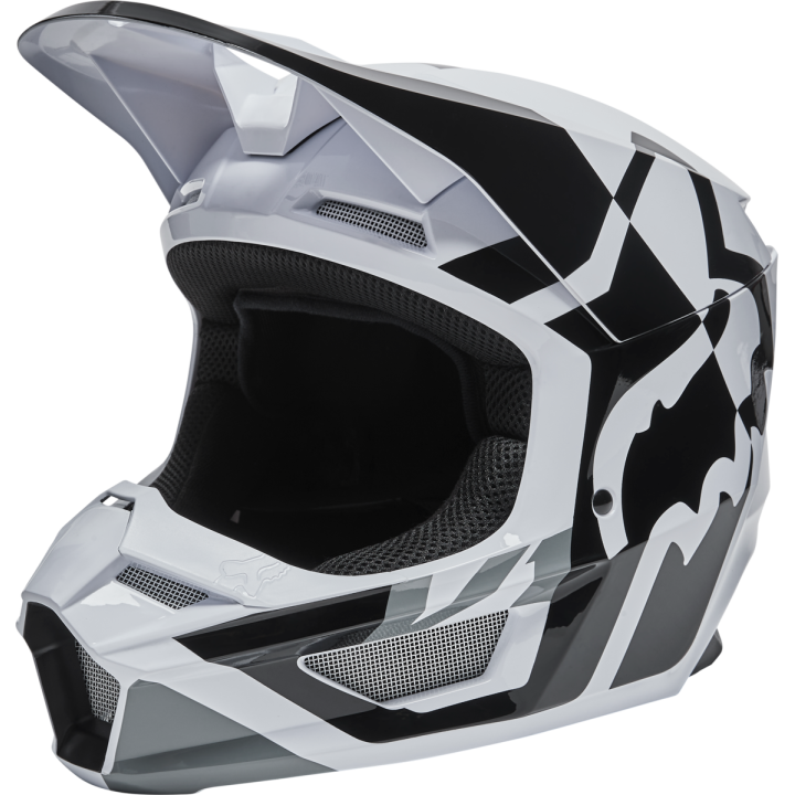 Casque FOX v1 lux noir/blanc 2022 | Oxmoto
