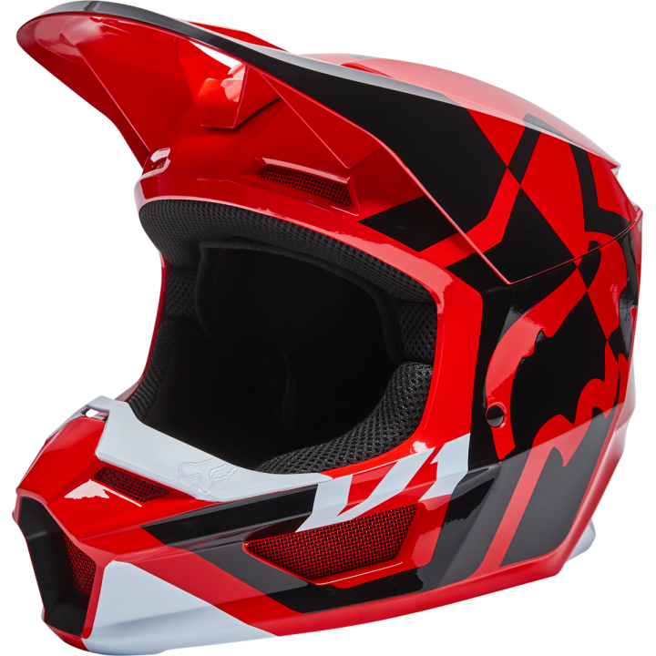 Casque FOX v1 lux rouge fluo 2022 | Oxmoto