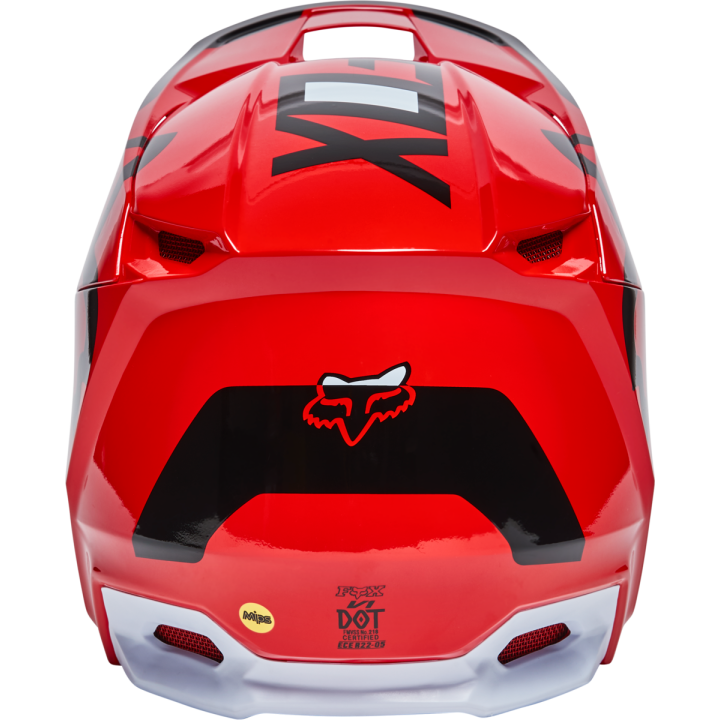 Casque FOX v1 lux rouge fluo 2022 | Oxmoto