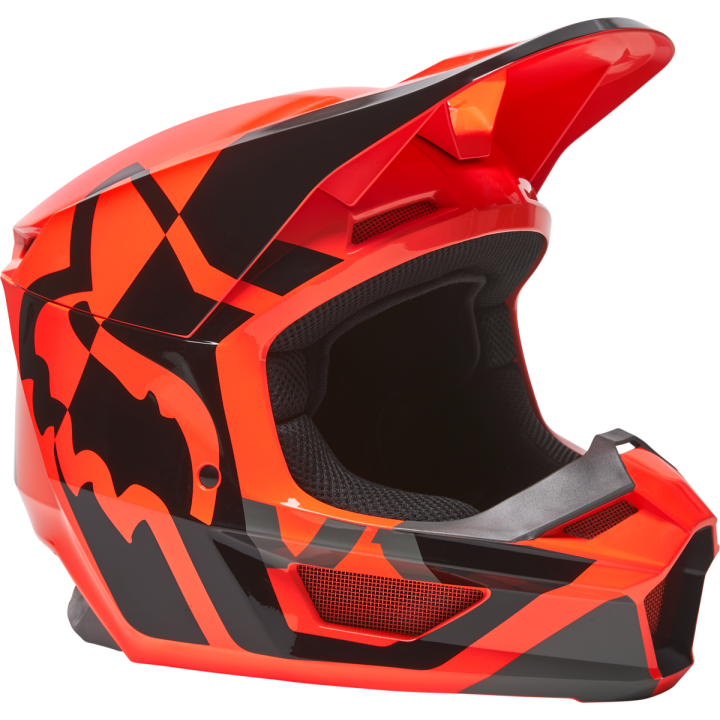 Casque FOX v1 lux orange fluo 2022 | Oxmoto