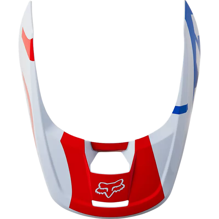 Visière FOX v1 skew blanc/rouge/bleu | Oxmoto
