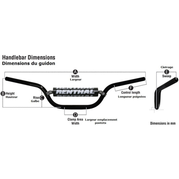 Guidon Renthal fatbar 609 rc high titanium | Oxmoto