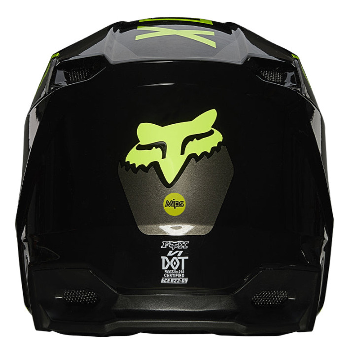 Casque FOX v1 revn noir/jaune 2021 | Oxmoto