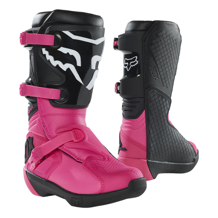 Bottes FOX comp enfant noir/rose 2021 | Oxmoto