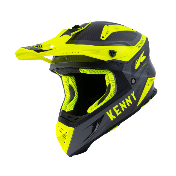 Casque KENNY titanium carbone jaune fluo | Oxmoto