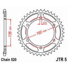 Couronne JT SPROCKETS Acier Standard - 520 JTR5.47 | Oxmoto