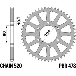 Couronne PBR acier standard - 520 478 48 C45 | Oxmoto