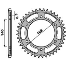 Couronne PBR acier standard - 525 4550 42 C45 | Oxmoto
