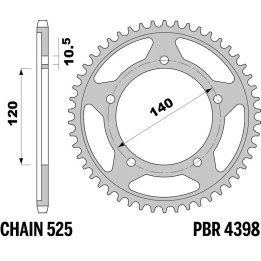 Couronne PBR acier standard - 525 4398 42 C45 | Oxmoto
