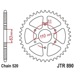 Couronne JT SPROCKETS Acier Standard - 520 JTR890ZBK.45