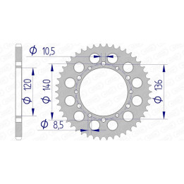 Couronne AFAM alu standard - 520 17404K-41 | Oxmoto