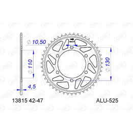 Couronne AFAM alu standard - 525 13815K-44 | Oxmoto