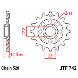 Pignon JT SPROCKETS acier standard - 520 JTF742.15 | Oxmoto