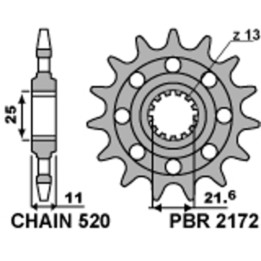 Pignon PBR acier standard - 520 2172 14 18NC | Oxmoto