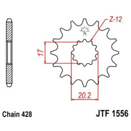 Pignon JT SPROCKETS acier standard - 428 JTF1556.12 | Oxmoto