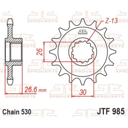 Pignon JT SPROCKETS Acier Anti-bruit - 530 | Oxmoto