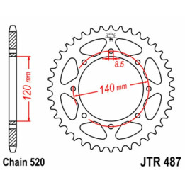 Kit chaîne JT 525X1R3 15/43 renforcée - couronne standard