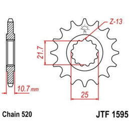 Pignon JT SPROCKETS acier anti-bruit 1595 - 520 | Oxmoto