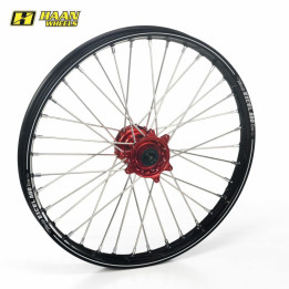 Roue avant complète haan wheels a60 21x1,60x36t jante noir/moyeu rouge/rayons argent/têtes de rayons argent 1076227003