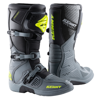 Bottes KENNY track gris/jaune fluo 2025 | Oxmoto
